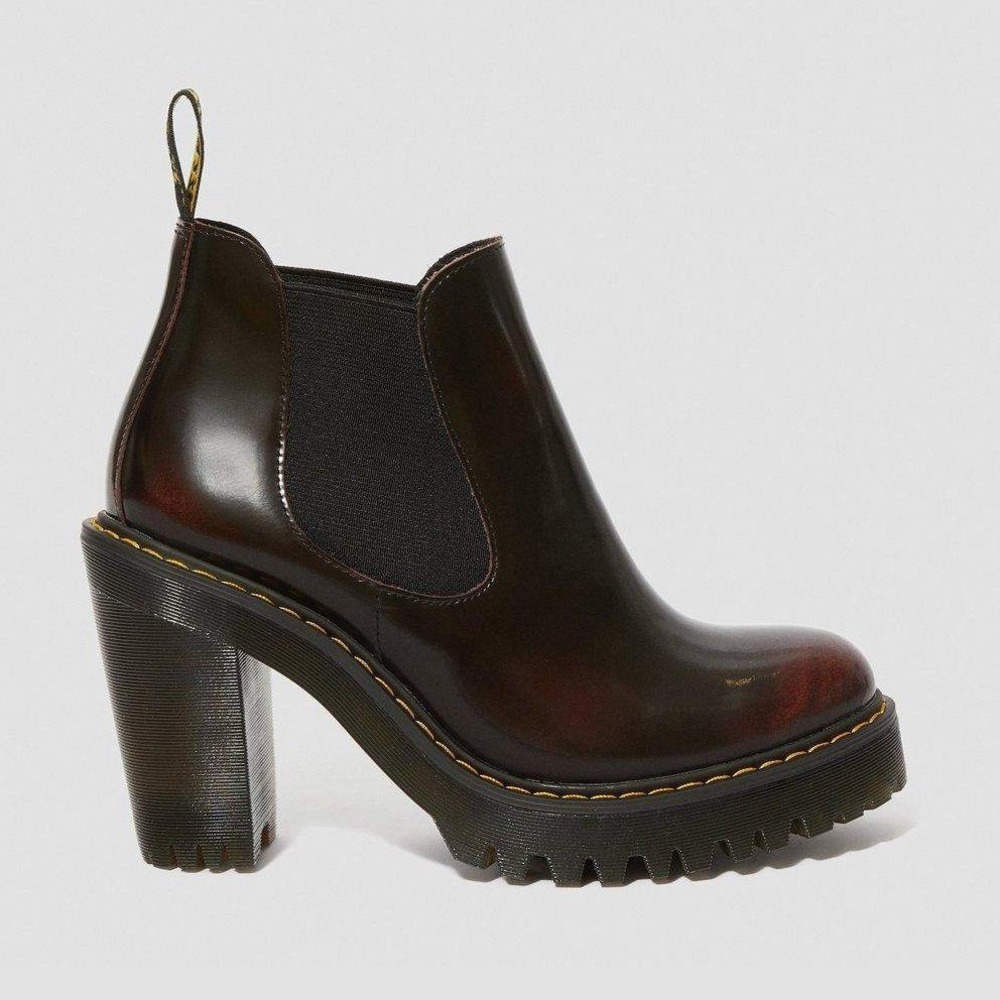 Dr. Martens Rometty Burgundy Arcadia Leather Platform Chelsea Boots Size 10